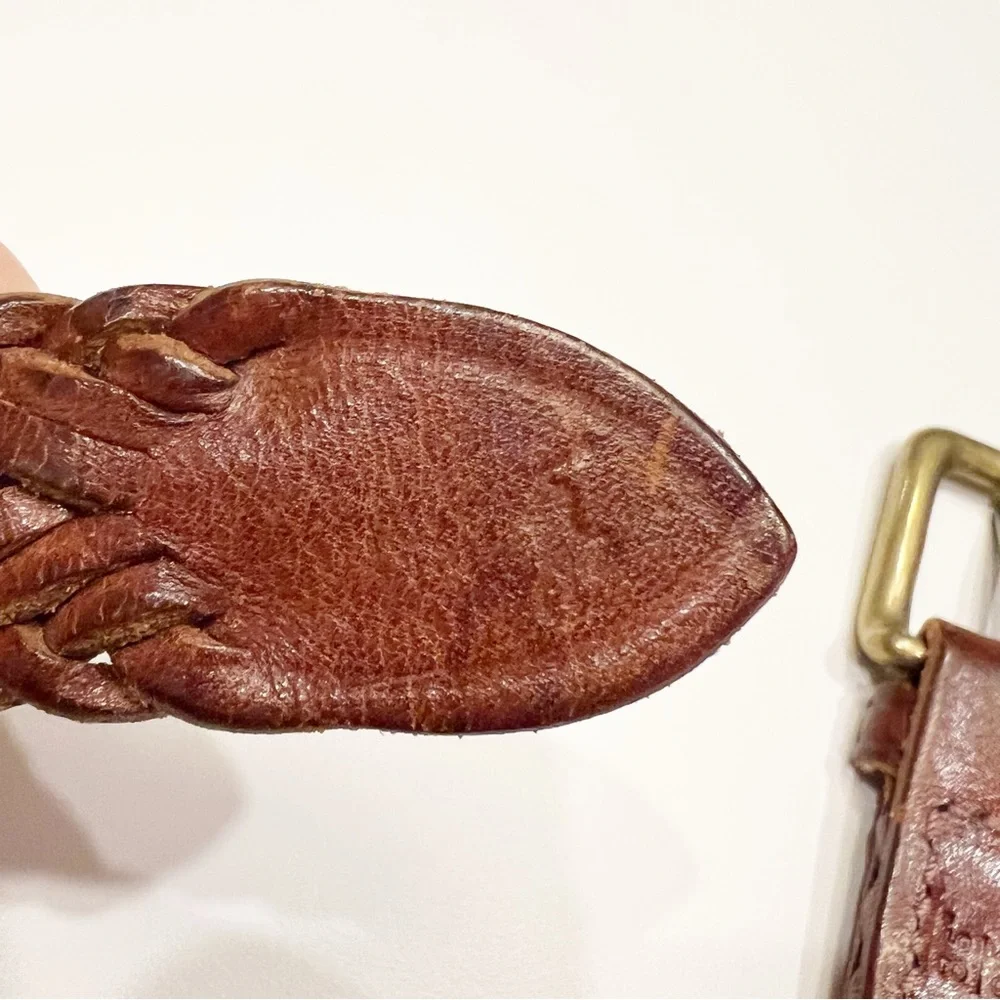 Vintage Polo Ralph Lauren Woven Braided Belt Sz 36 Saddle Brown Made in England - Picture 8 of 10